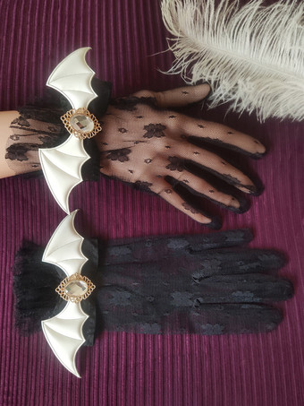 ホワイト ゴシックロリータアクセサリー ホワイト フリル ラインストーン オーバースリーブ その他