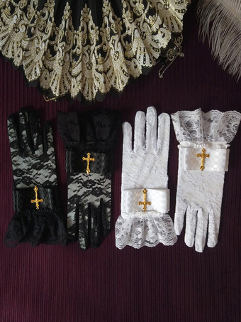 ホワイト ゴシックロリータアクセサリー ホワイトレースフリルオーバースリーブその他