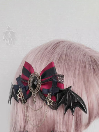 ゴシックロリータアクセサリー バーガンディリボン レースチェーン 帽子 その他