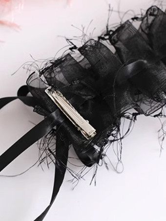 スイートロリータアクセサリー ブラックパール リボン フリル 帽子 その他