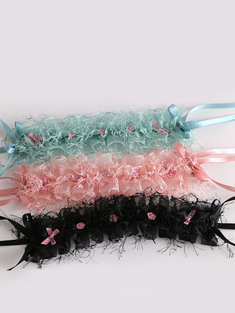 スイートロリータアクセサリー ブラックパール リボン フリル 帽子 その他