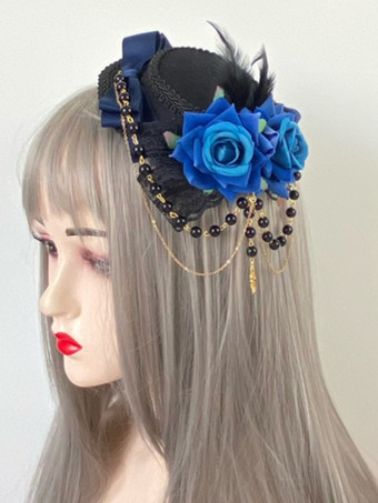 ゴシックロリータ帽子チェーンパールアクセサリーポリエステルバーガンディロリータアクセサリー