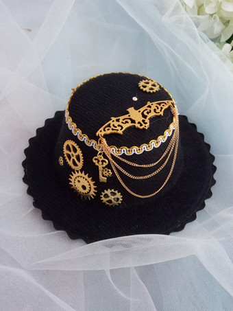 ゴシックロリータ帽子チェーンフリルアクセサリーポリエステルホワイトロリータアクセサリー