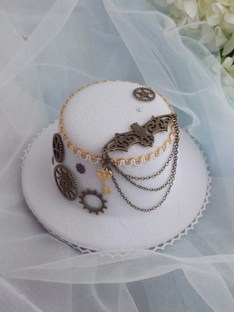 ゴシックロリータ帽子チェーンフリルアクセサリーポリエステルホワイトロリータアクセサリー