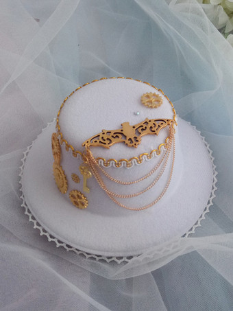 ゴシックロリータ帽子チェーンフリルアクセサリーポリエステルホワイトロリータアクセサリー