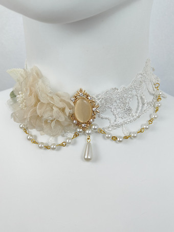 シャンパンカラーゴシックロリータアクセサリー ライトピンクチェーン パール チョーカー その他