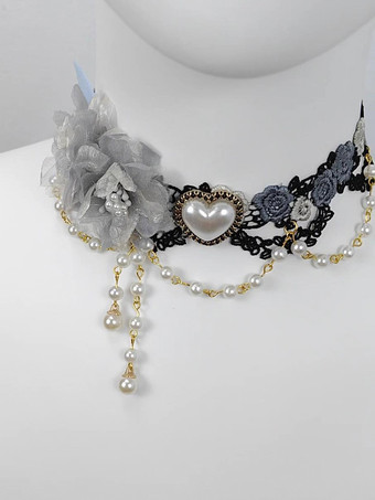 ゴシックロリータアクセサリー ライトピンクチェーン パール チョーカー その他