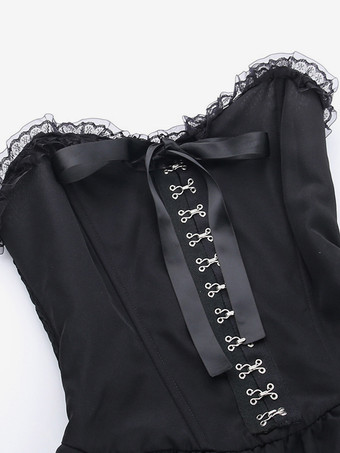   ゴシック ロリータ ドレス レース フリル ブラック ブラック