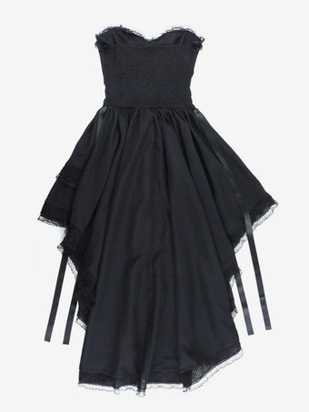   ゴシック ロリータ ドレス レース フリル ブラック ブラック