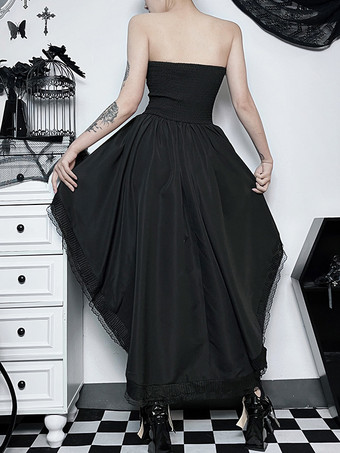   ゴシック ロリータ ドレス レース フリル ブラック ブラック