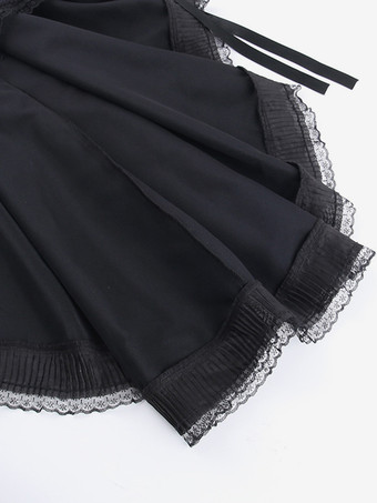   ゴシック ロリータ ドレス レース フリル ブラック ブラック