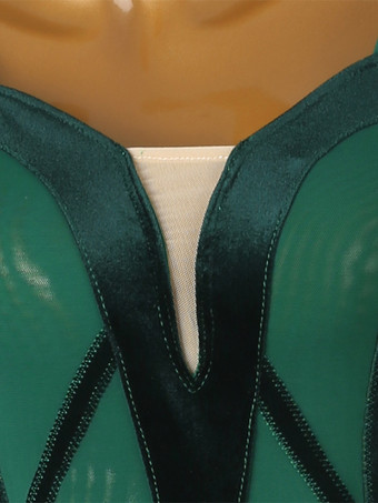 ラテンダンスコスチューム グリーン レディース エレガント ライクラ スパンデックス ドレス ダンスコスチューム