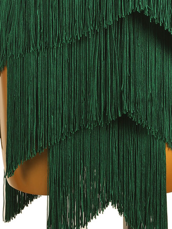 ラテンダンスコスチューム グリーン レディース エレガント ライクラ スパンデックス ドレス ダンスコスチューム