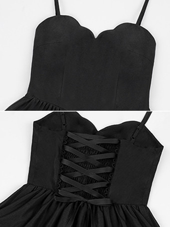   ゴシック ロリータ ドレス フリル ブラック ブラック