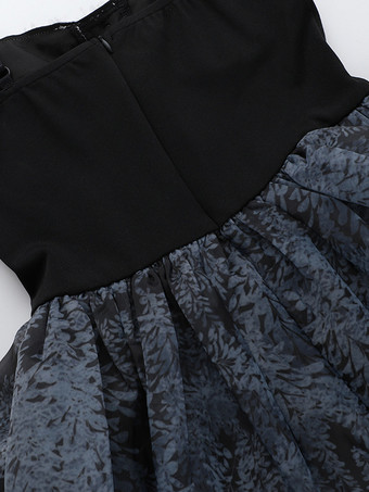   ゴシック ロリータ ドレス レースアップ フリル ブラック ブラック