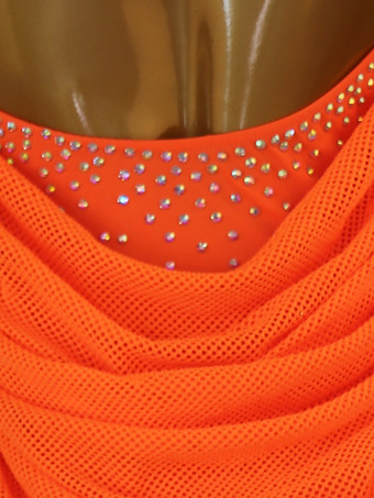 ラテンダンスドレス オレンジ レディース セクシー ライクラ スパンデックス ドレス ダンスコスチューム