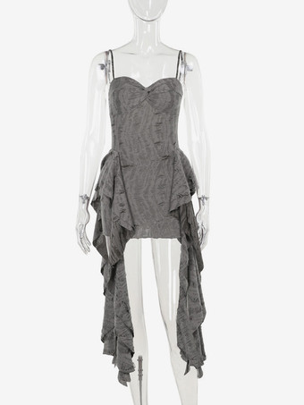 ゴシックロリータドレス プリーツ グレー グレー