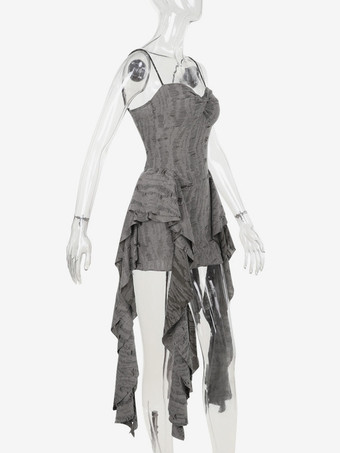 ゴシックロリータドレス プリーツ グレー グレー