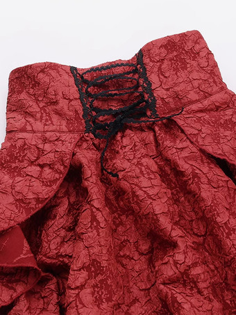 ゴシック ロリータ SK フリル レースアップ バーガンディ ロリータ スカート