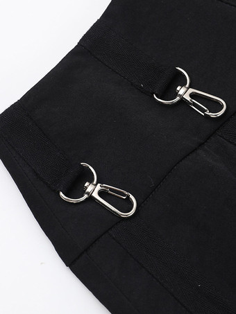 ゴシックロリータSKブラックメタルディテールレースアップロリータスカート