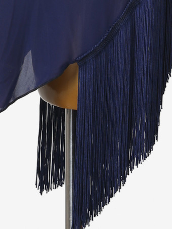 ラテンダンスドレス ダークネイビー レディース ライクラ スパンデックス ドレス セクシーなラテンダンサー ダンスウェア