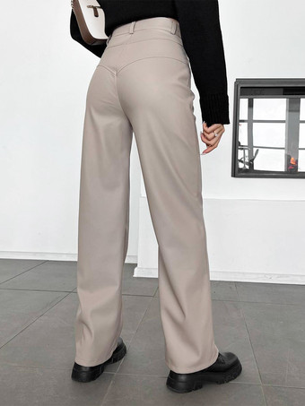 パンツ ブラック ボタン PUレザー ズボン