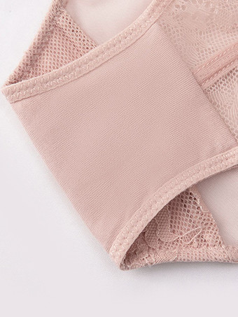 快適で通気性のあるブラジャーとパンティのセット ピンクのレースの2ピースのシックなランジェリー