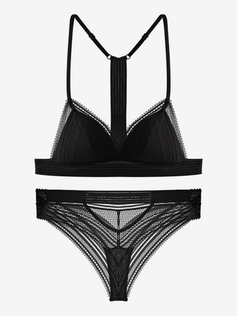 レースの下着 ブラジャー ワイヤレス 刺繍 ブラジャー パンティ セット 2ピース ランジェリー