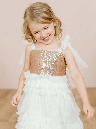 アイボリーウェディングパーティードレス プリンセス 子供用 社交パーティードレス ウェディング ウェディング フラワーガールドレス フラワーガールドレス ノースリーブ ティアード リボン ピンク