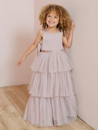 ウェディングパーティードレス ウェディングスイートディナードレス フラワーガールドレス フラワーガールドレス ノースリーブ ティアード リボン ブルー グリーン