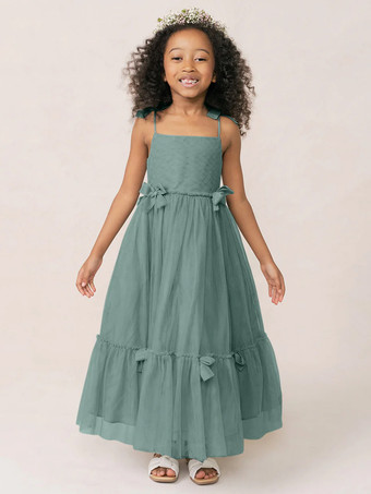 ピューターホワイトフラワーガールドレス ソフトピンクオーガンザノースリーブジュエルネックフラワーガールドレス