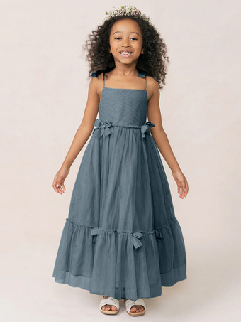 ブルー ホワイトフラワーガールドレス ソフトピンクオーガンザノースリーブジュエルネックフラワーガールドレス