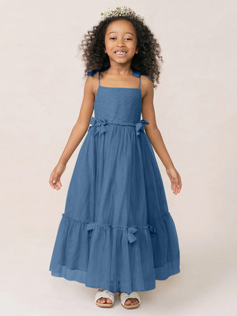 ダズリンブルーホワイトフラワーガールドレス ソフトピンクオーガンザノースリーブジュエルネックフラワーガールドレス