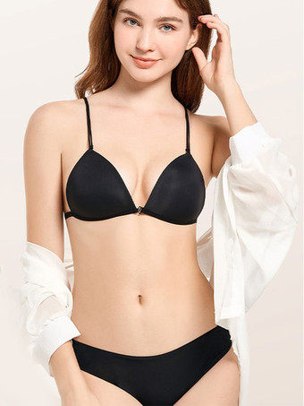 フロントクロージャーブラパンティセット ブラック 2ピース カジュアルランジェリー