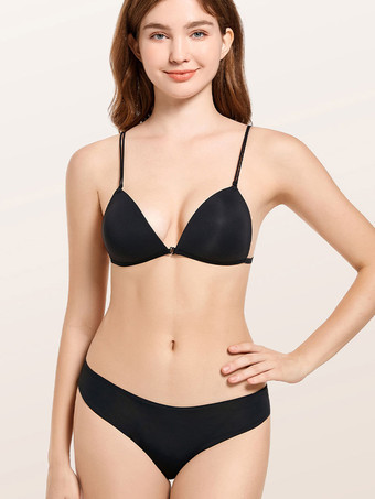 ブラック フロントクロージャーブラパンティセット ブラック 2ピース カジュアルランジェリー