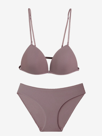 パープル フロントクロージャーブラパンティセット ブラック 2ピース カジュアルランジェリー