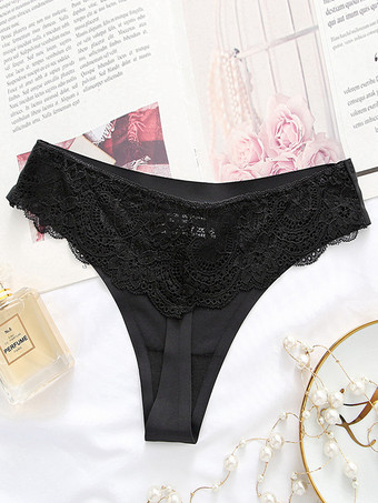 ブラック Tバック ローウエスト ランジェリー パンティー レース タンガ