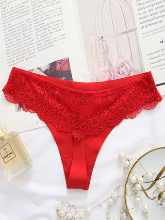 レッド Tバック ローウエスト ランジェリー パンティー レース タンガ