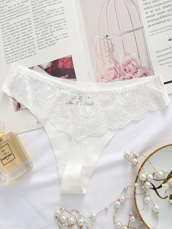 ホワイト Tバック ローウエスト ランジェリー パンティー レース タンガ