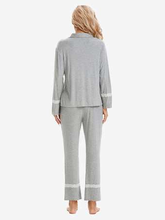 ホームウェア ターンダウンカラー 長袖 ポリエステル