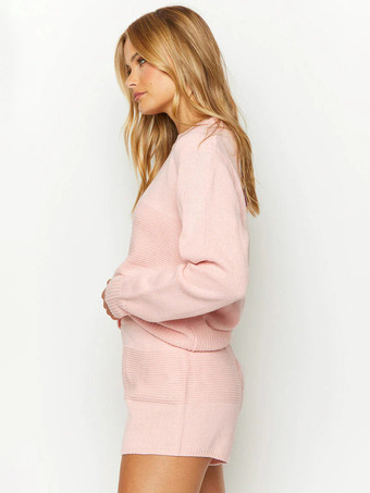 Pullovers For Women White Jewel Neck Long Sleeves Acrylic Sweaters