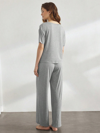 ホームウェア ジュエルネック 半袖 ポリエステル