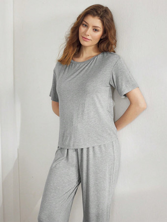 ホームウェア ジュエルネック 半袖 ポリエステル