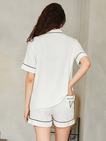 ホームウェア ターンダウンカラー 半袖 ポリエステル