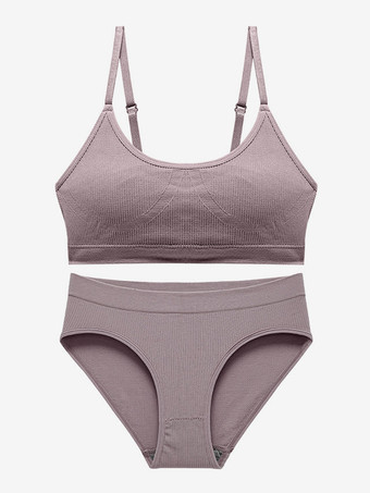 Ensemble de sous-vêtements violets 2 pièces avec soutien-gorge et culotte sans armatures souples