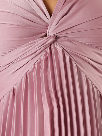 ショート丈のブライズメイドドレス 伸縮性のあるシルクのようなサテン 半袖 ジッパー Vネック ウェディング パーティードレス