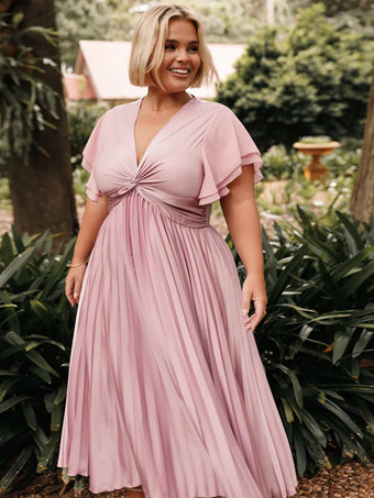 ショート丈のブライズメイドドレス 伸縮性のあるシルクのようなサテン 半袖 ジッパー Vネック ウェディング パーティードレス