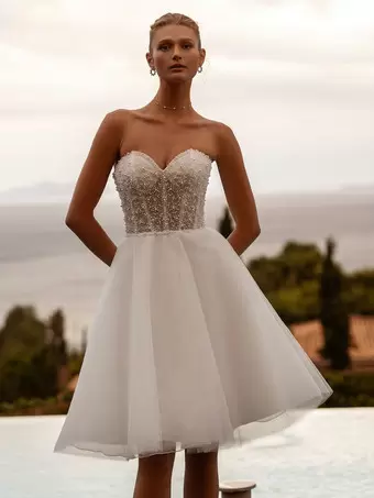 Robe de mariée courte,Robes de mariée et robes de mariage courte 2024 robe  mariage courte, robe de mariage civil design milanoo, robe mariee courte  tulle. - Milanoo.com