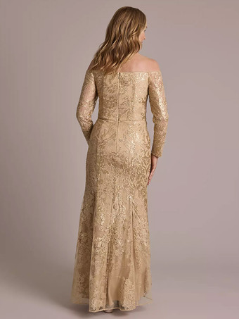 Vestido de fiesta para madre de la novia cuello barco manga larga encaje de sirena hasta el tobillo vestidos de invitados para boda