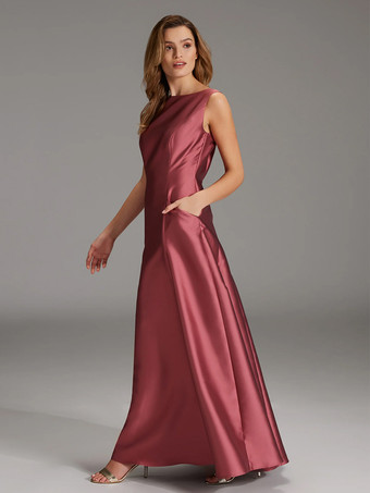 Party Dress For Mother Of The Bride Jewel Neck Sleeveless Ball Gown Pleated Floor-Length Guest Dresses For Wedding